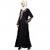 A-line abaya with Resham embroidery work- Black
